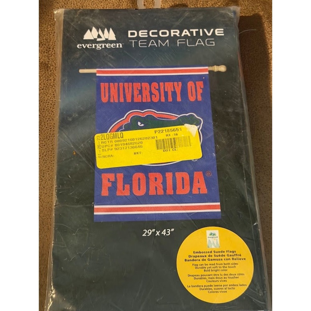 Evergreen University of Florida Gators Decorative Team Flag 29x43 Suede 13ES939